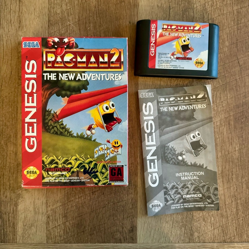 Vintage 90s Sega Genesis Pac Man 2 Video Game cartridge